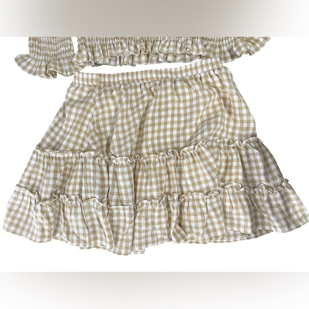 NWT Petal + Pup Porter Gingham Smocked Top & Mini Skirt Matching Set Size 8 - Picture 9 of 11
